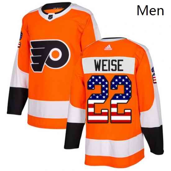 Mens Adidas Philadelphia Flyers 22 Dale Weise Authentic Orange USA Flag Fashion NHL Jersey